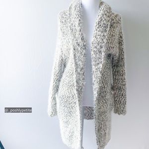 Women's Fuzzy s/m Knit hoodie Cardigan Long Sleeve eyelash Cardigan Pockets